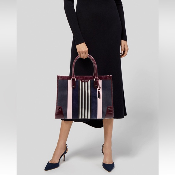 Henri Bendel Multicolor Leather Striped Tote Bag - EUC! - Picture 3 of 7